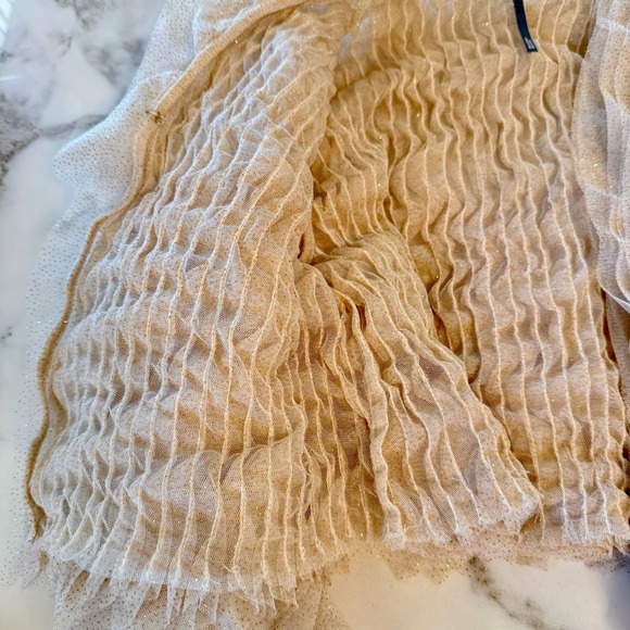 Anthropologie Lamarque Britney Ruffle Tulle Jacket Bolero Shrug Champagne Gold - Picture 8 of 16